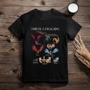 House of the Dragon Iconic Epic Dragons Collage Chest Logo T-Shirt