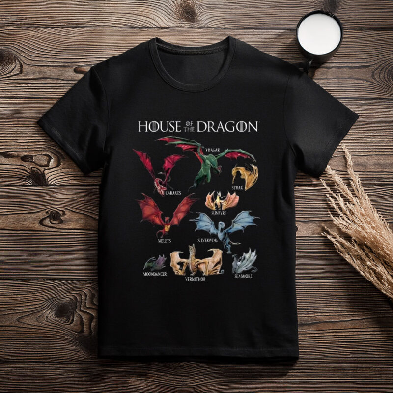 House of the Dragon Iconic Epic Dragons Collage Chest Logo T-Shirt