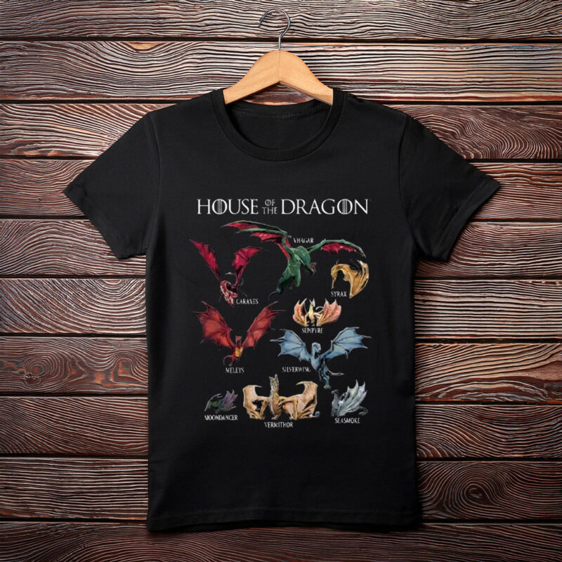 House of the Dragon Iconic Epic Dragons Collage Chest Logo T-Shirt