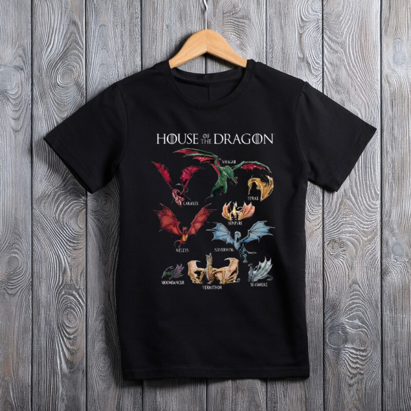 House of the Dragon Iconic Epic Dragons Collage Chest Logo T-Shirt
