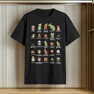 Nintendo Men's Pixel Cast Super Mario Bros Characters Graphic Tee Black