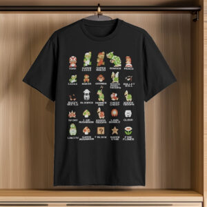 Nintendo Men's Pixel Cast Super Mario Bros Characters Graphic Tee Black