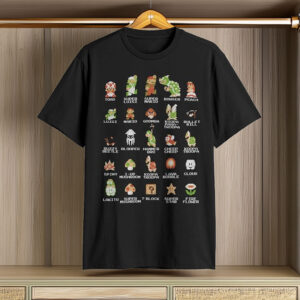 Nintendo Men's Pixel Cast Super Mario Bros Characters Graphic Tee Black – Officially Licensed Nintendo