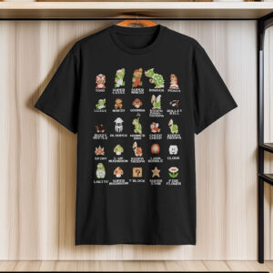 Nintendo Men's Pixel Cast Super Mario Bros Characters Graphic Tee Black – Officially Licensed Nintendo