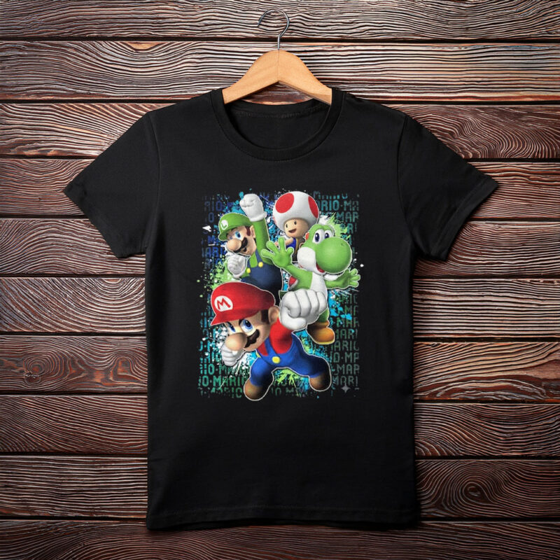 Nintendo Super Mario Luigi Paint Splatter Action T-Shirt