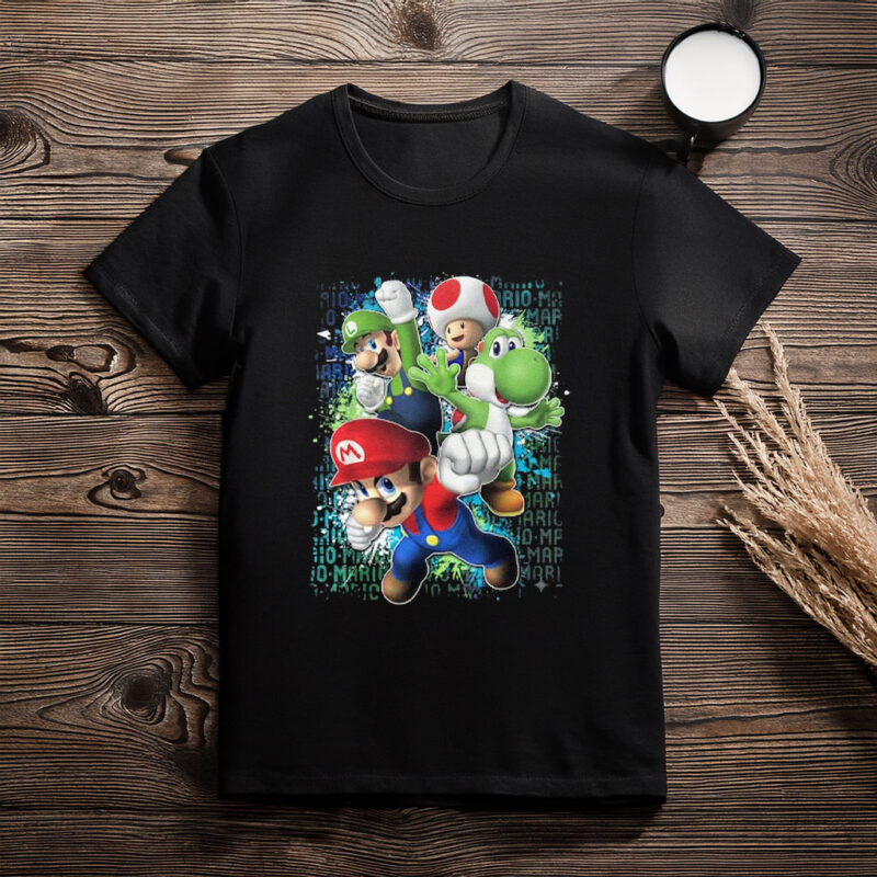 Nintendo Super Mario Luigi Paint Splatter Action T-Shirt