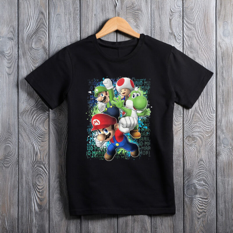 Nintendo Super Mario Luigi Paint Splatter Action T-Shirt