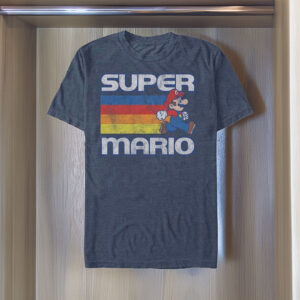Nintendo Super Mario Running Retro Stripe Vintage Graphic Tee Men's