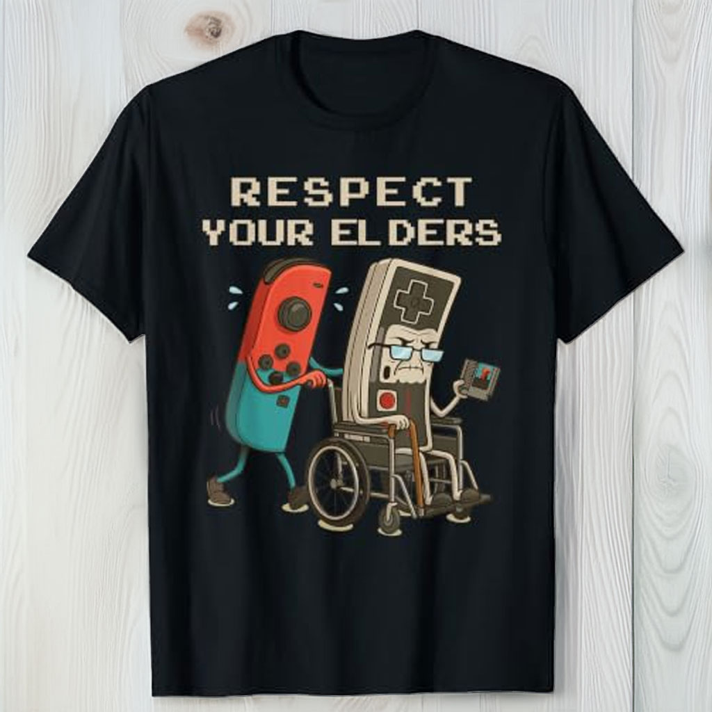 Respect Your Elders Retro Gaming Funny Gamer Controller 80s T-Shirt