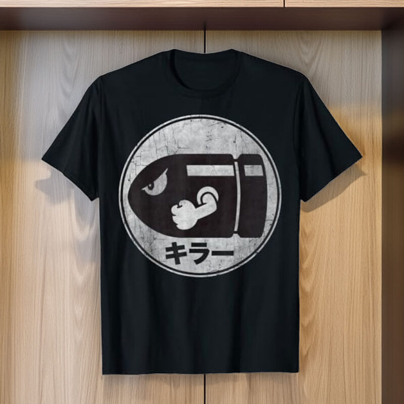 Super Mario Bullet Bill Distressed Kanji Logo T-Shirt