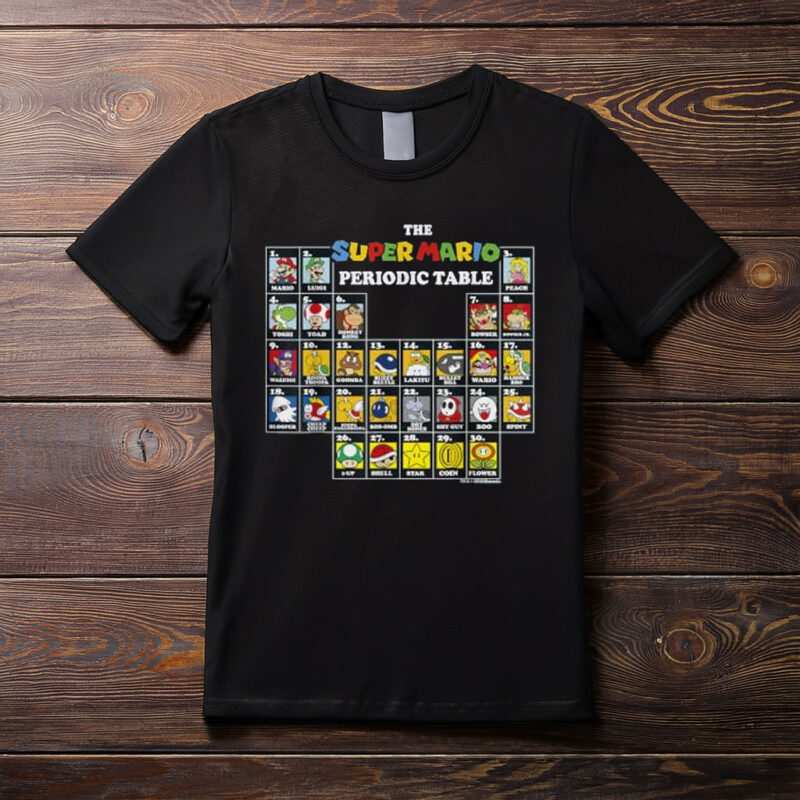 Super Mario Periodic Table of Characters Graphic T-Shirt