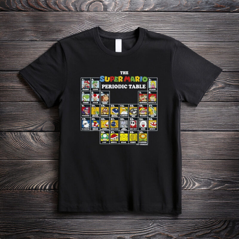 Super Mario Periodic Table of Characters Graphic T-Shirt
