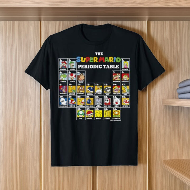 Super Mario Periodic Table of Characters Graphic T-Shirt