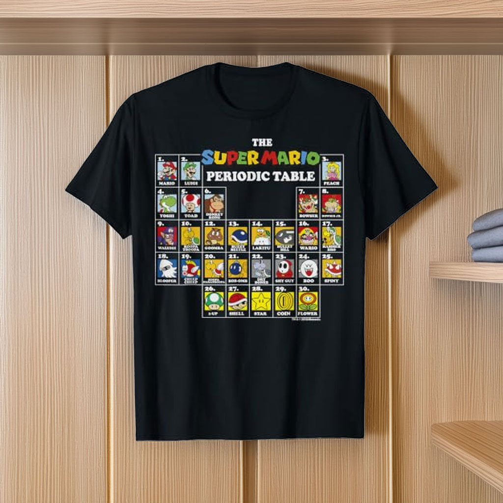 Super Mario Periodic Table of Characters Graphic T-Shirt