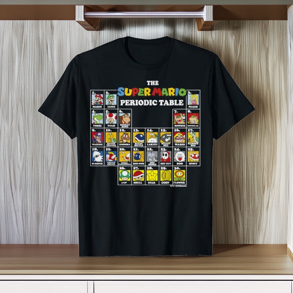 Super Mario Periodic Table of Characters Graphic T-Shirt