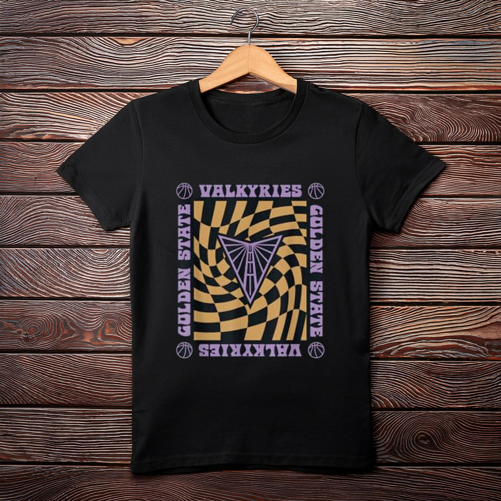 WNBA Golden State Valkyries Retro Wavy Checkerboard T-Shirt