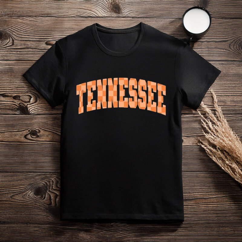 Women's Tennessee Orange Checkerboard Vintage Game Day State Pride T-Shirt