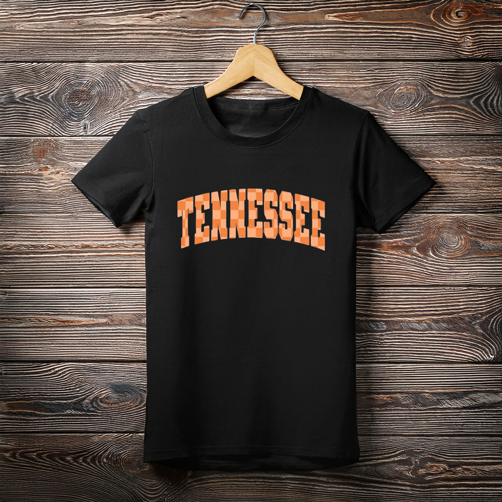 Women's Tennessee Orange Checkerboard Vintage Game Day State Pride T-Shirt