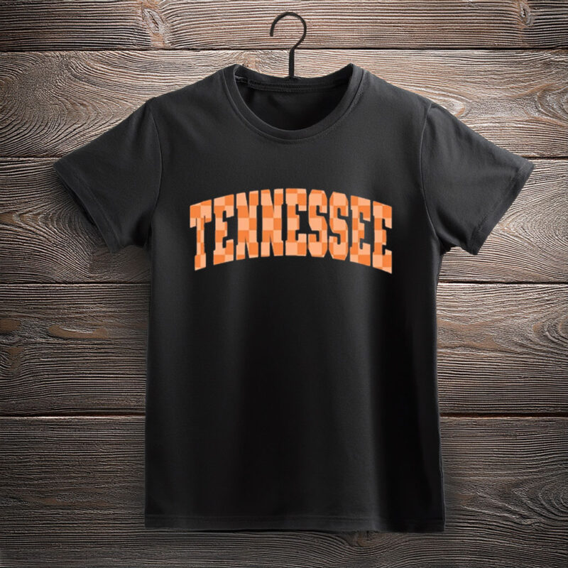 Women's Tennessee Orange Checkerboard Vintage Game Day State Pride T-Shirt