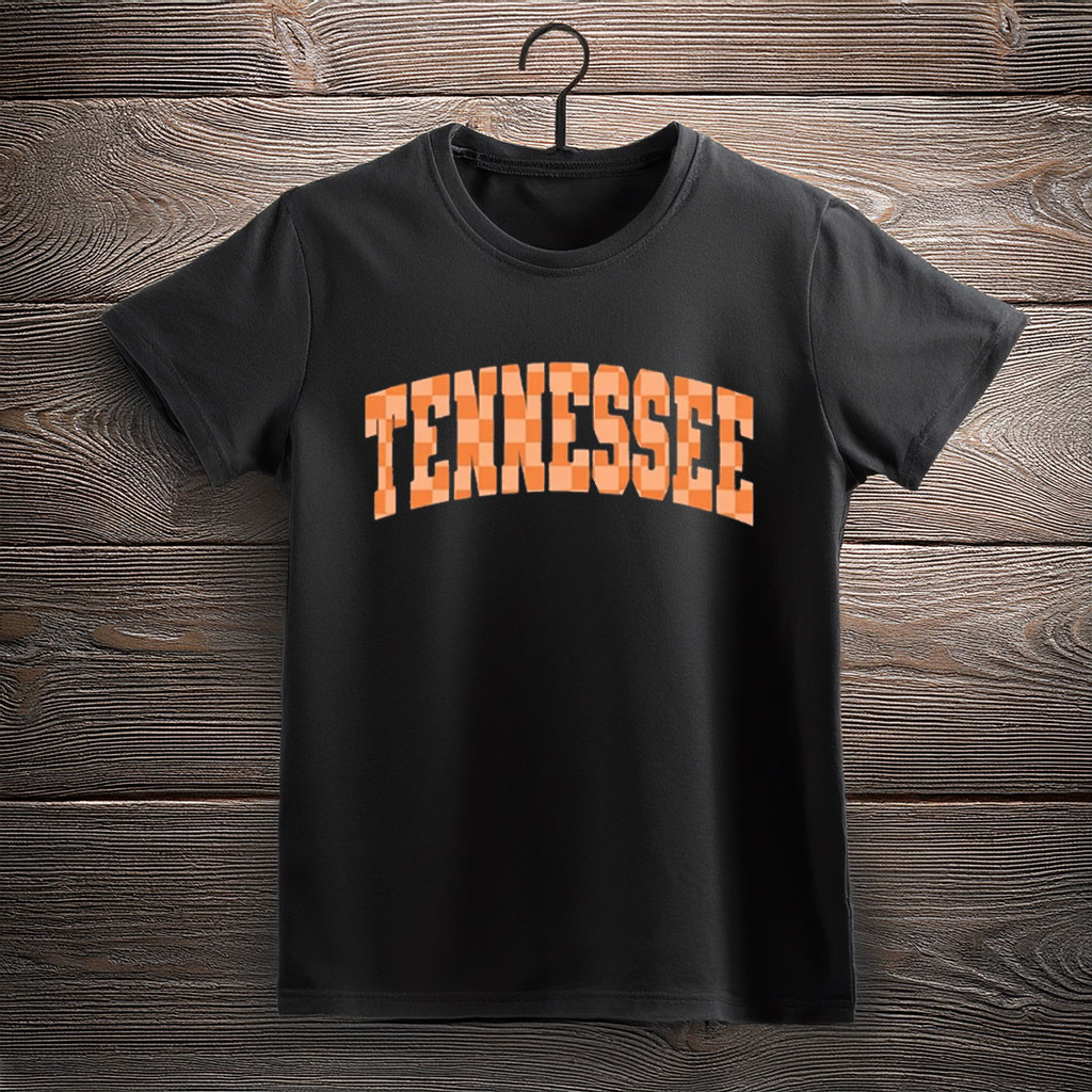 Women's Tennessee Orange Checkerboard Vintage Game Day State Pride T-Shirt