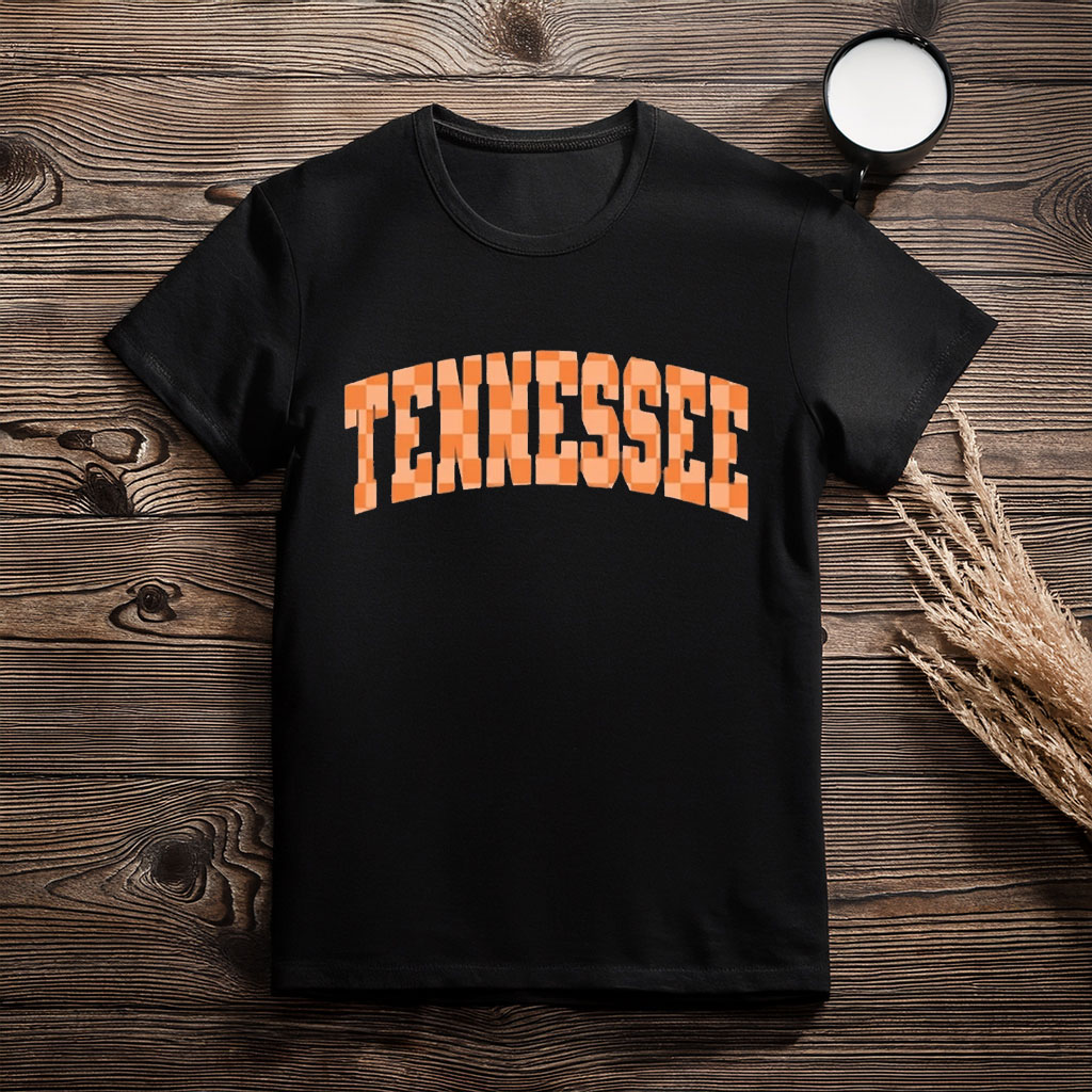 Women's Tennessee Orange Checkerboard Vintage Game Day State Pride T-Shirt